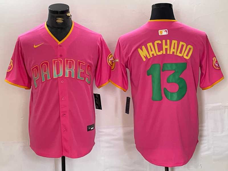 Men%27s San Diego Padres #13 Manny Machado Pink Cool Base Stitched Baseball Jersey->san diego padres->MLB Jersey